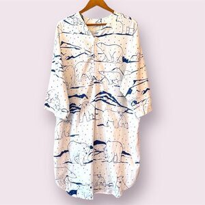 MICHIGAN RAG CO. Vintage Polar Bear Flannel Nightshirt